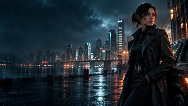 Ladykiller: a detective in a rain-soaked city at night
